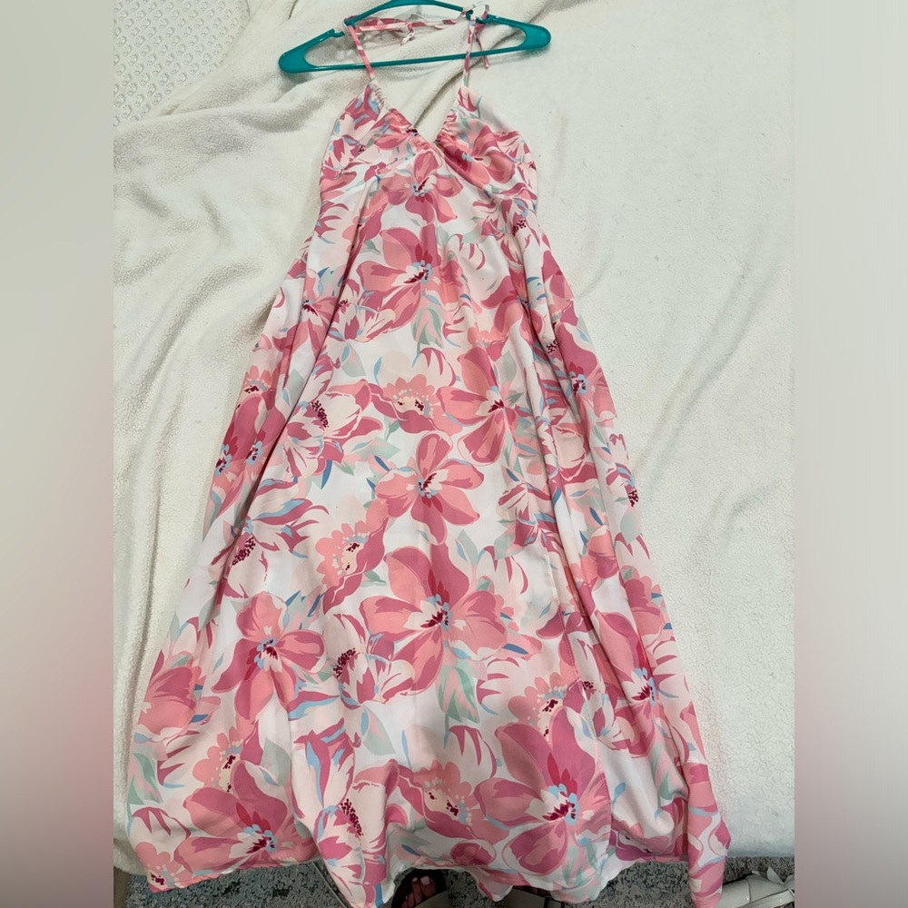 Anthropologie Pink Halter Maxi Dress for Resort Wear
